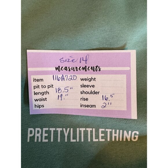 2/$30 NWT PrettyLittleThing Plus Size 14 Sage Green Pocket Sweat Shorts - Picture 11 of 14